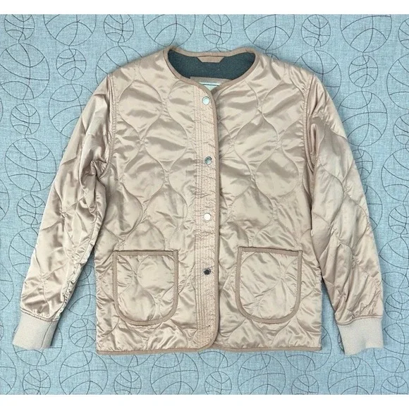 Abercrombie & Fitch Pink Satin Quilted Bomber Jacket / Women's Small - Picture 1 of 8